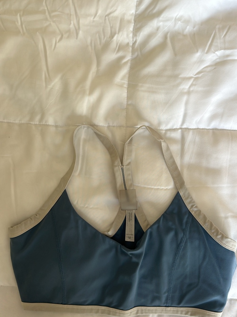 Altar'd State Blue Sports Bralette with Cream Trim